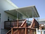 second story deck with beams