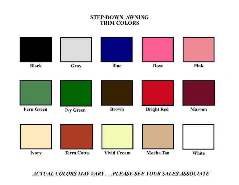 Step-down awning trim colors