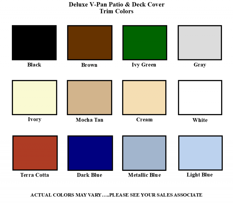 Deluxe V-pan trim colors